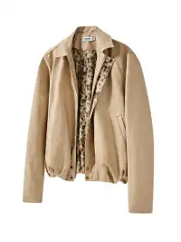 KREATE | Retro Color Block Floral Lining Leather Jacket