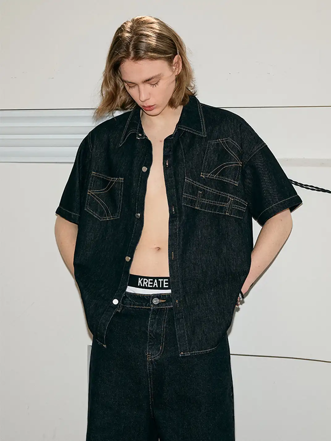 KREATE | Deconstruct Series Up-Side-Down Pocket Denim Shirt
