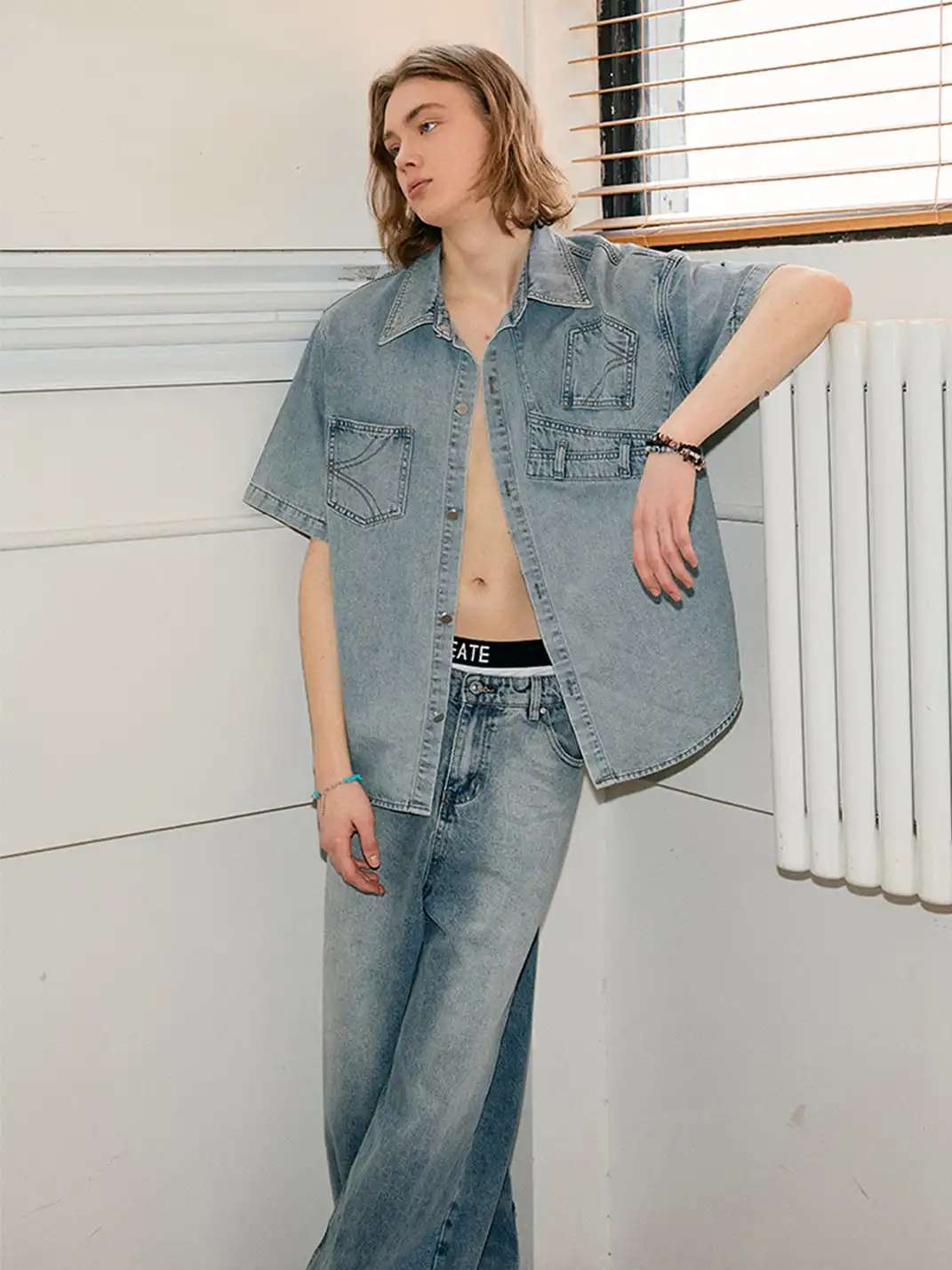 KREATE | Deconstruct Series Up-Side-Down Pocket Denim Shirt