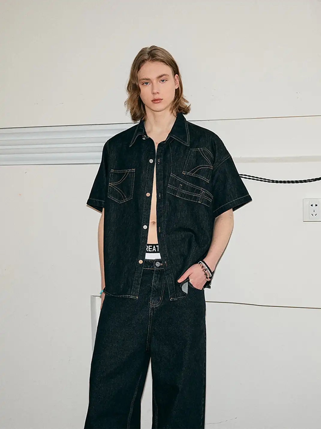 KREATE | Deconstruct Series Up-Side-Down Pocket Denim Shirt
