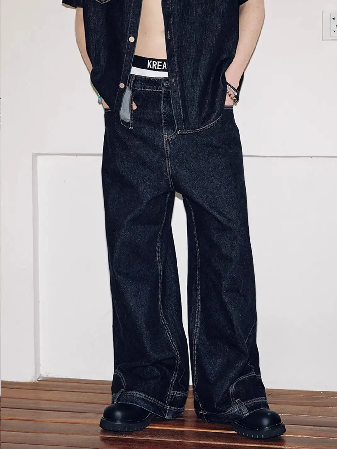 KREATE | Deconstruct Series Up-Side-Down Pocket Loose Fit Jeans