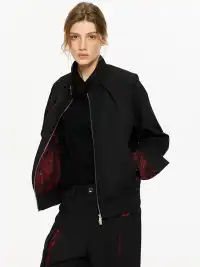 KREATE | Slash Opening Floral Lining Harrington Jacket