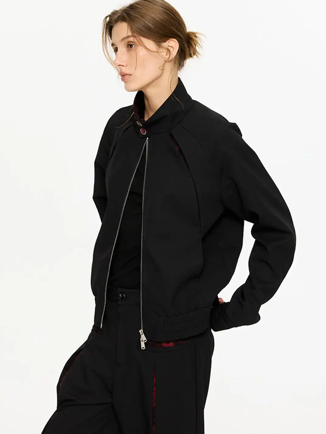KREATE | Slash Opening Floral Lining Harrington Jacket