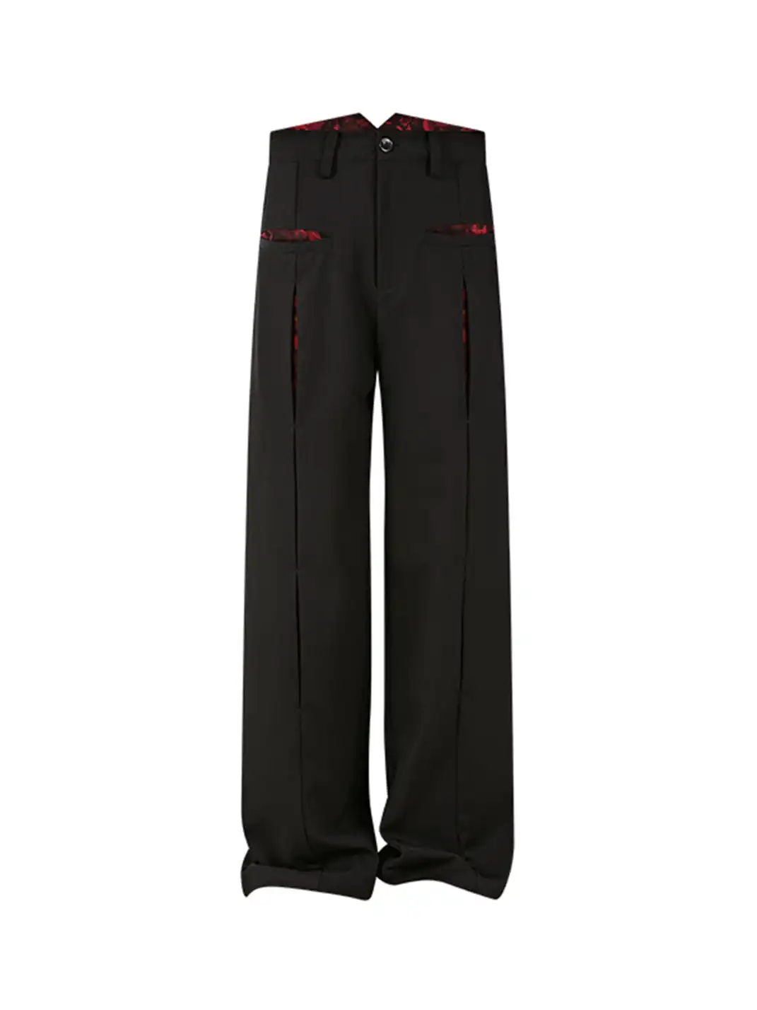 KREATE | Slash Opening Floral Lining Straight Leg Pants