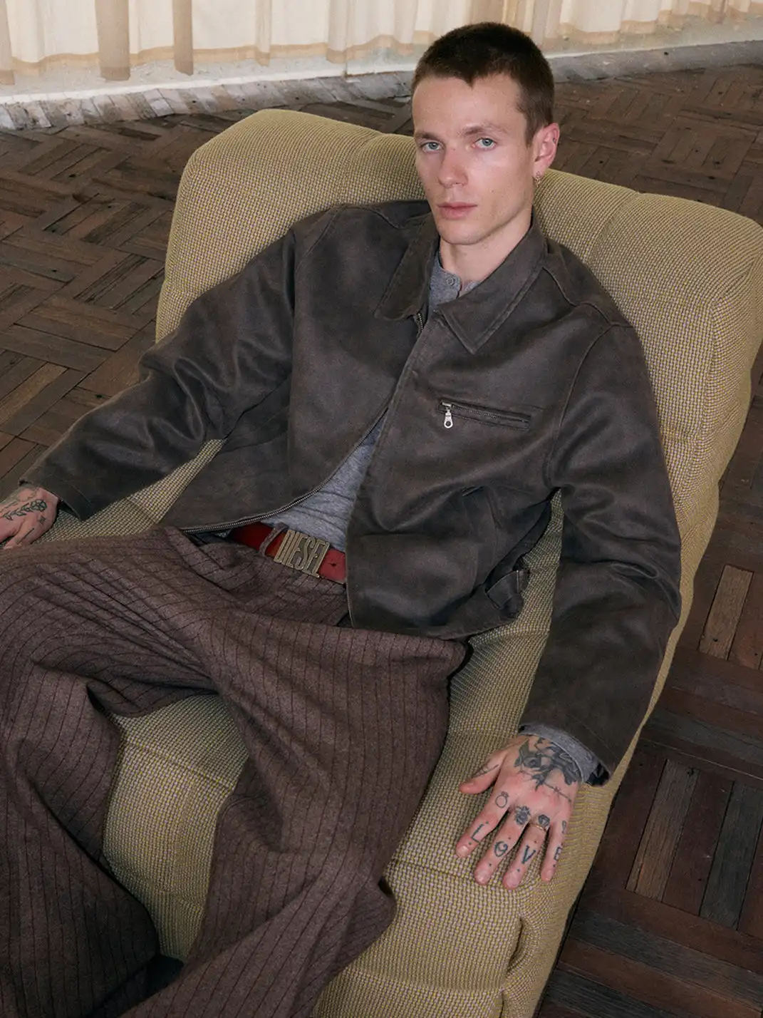 INS GALE | Wool Blend Stripe Loose Fit Pants