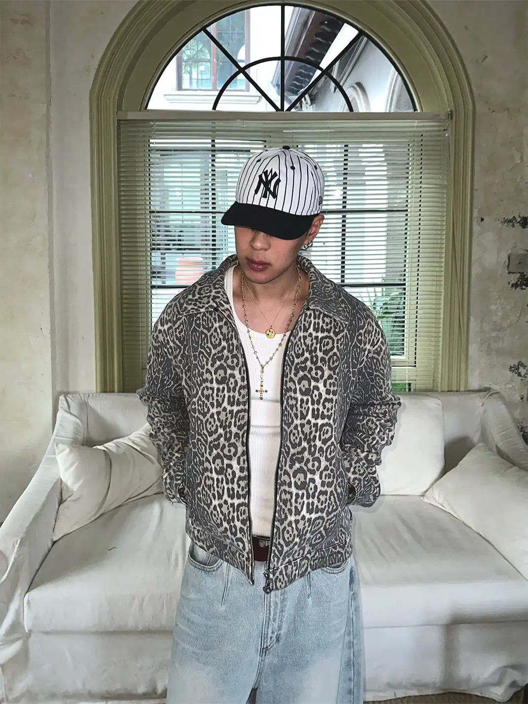INS GALE | Retro Washed Leopard Print Jacket