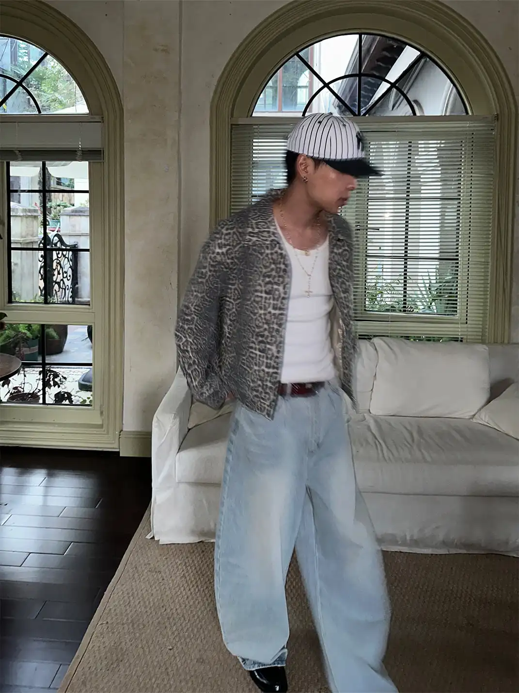 INS GALE | Retro Washed Leopard Print Jacket
