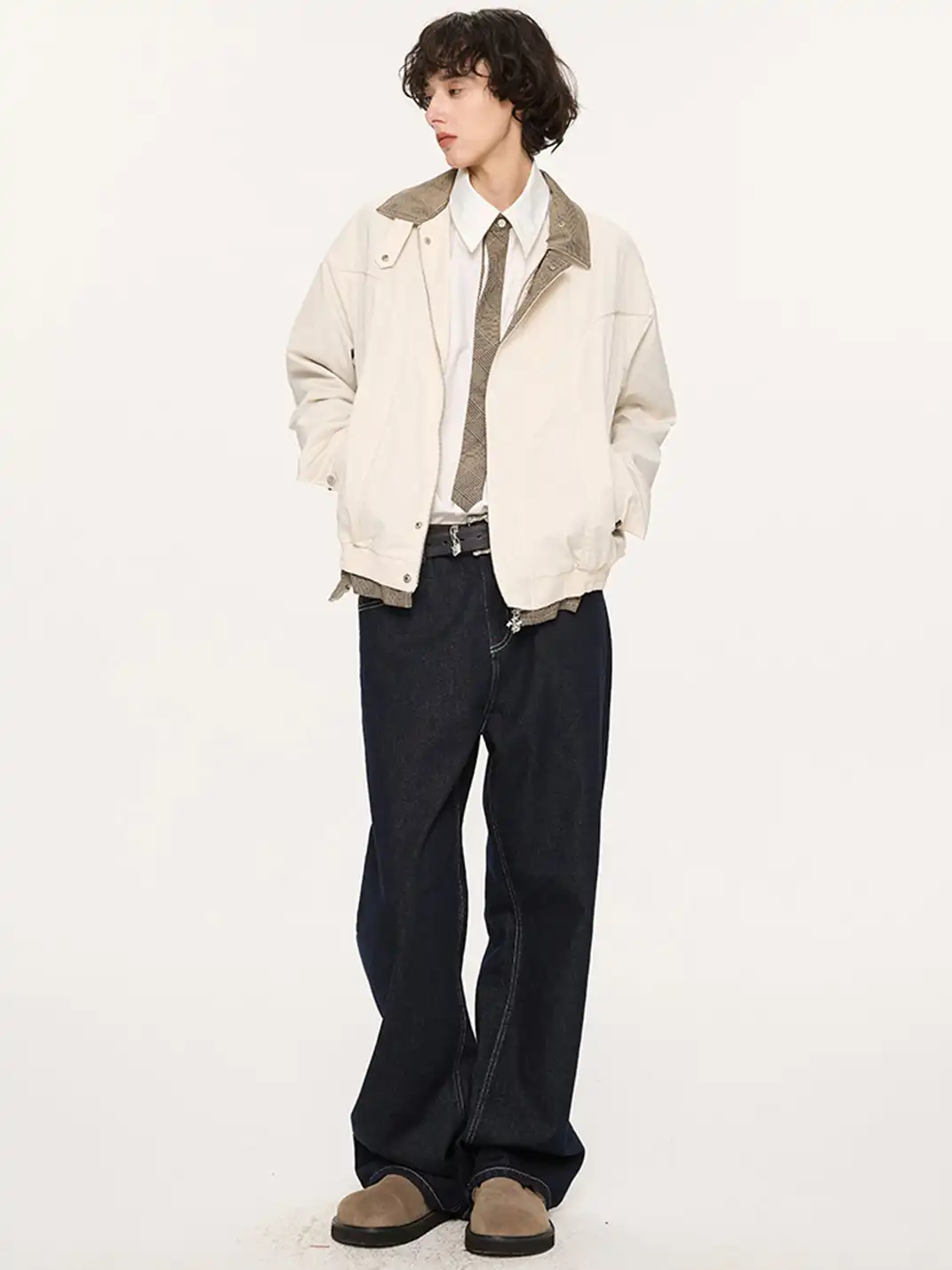 KREATE | "PAINTER" Color Block Plaid Harrington Jacket