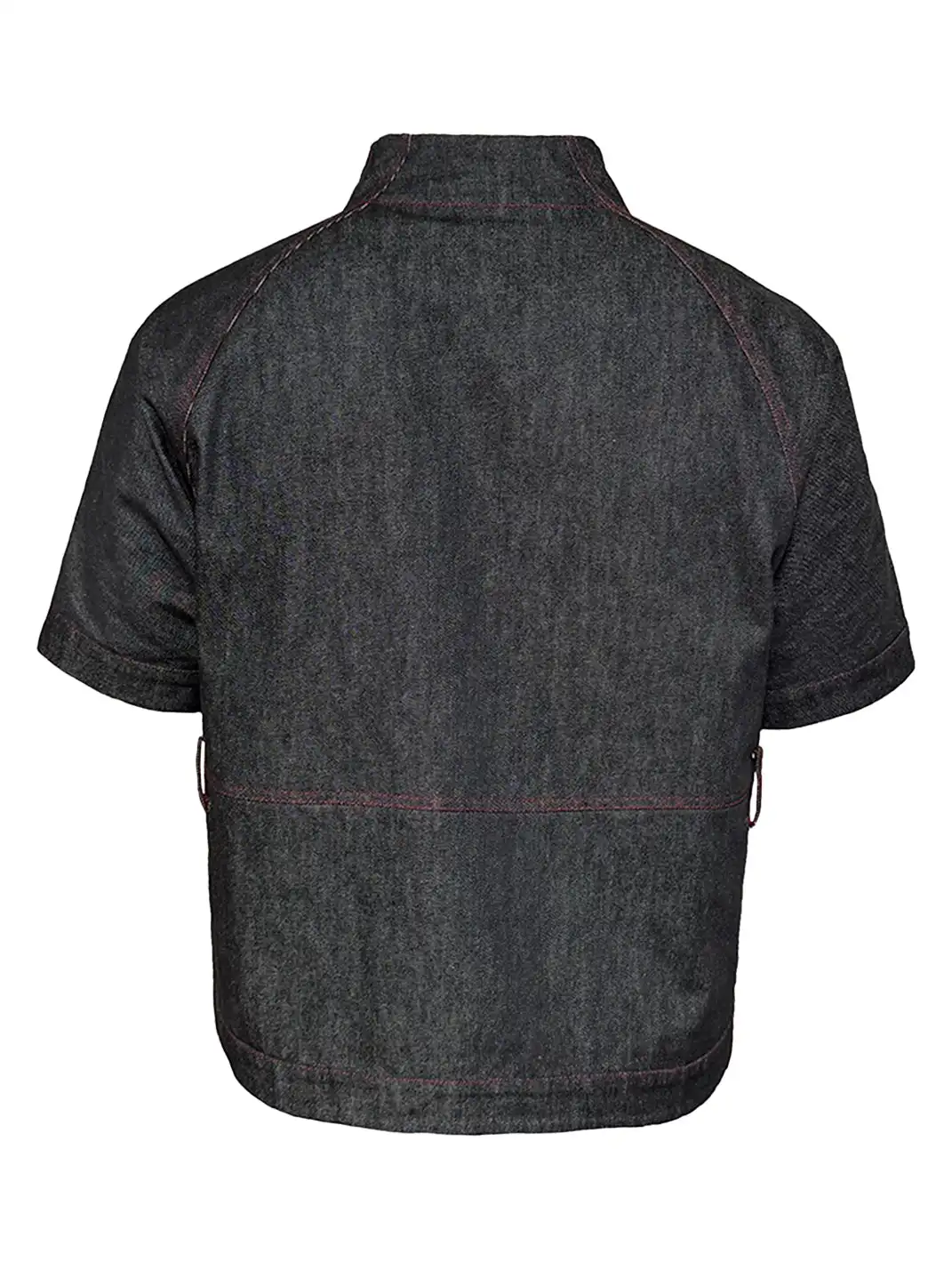 JCAESAR STUDIO | Boxy Fit Curved Hem Stand Collar Denim Shirt