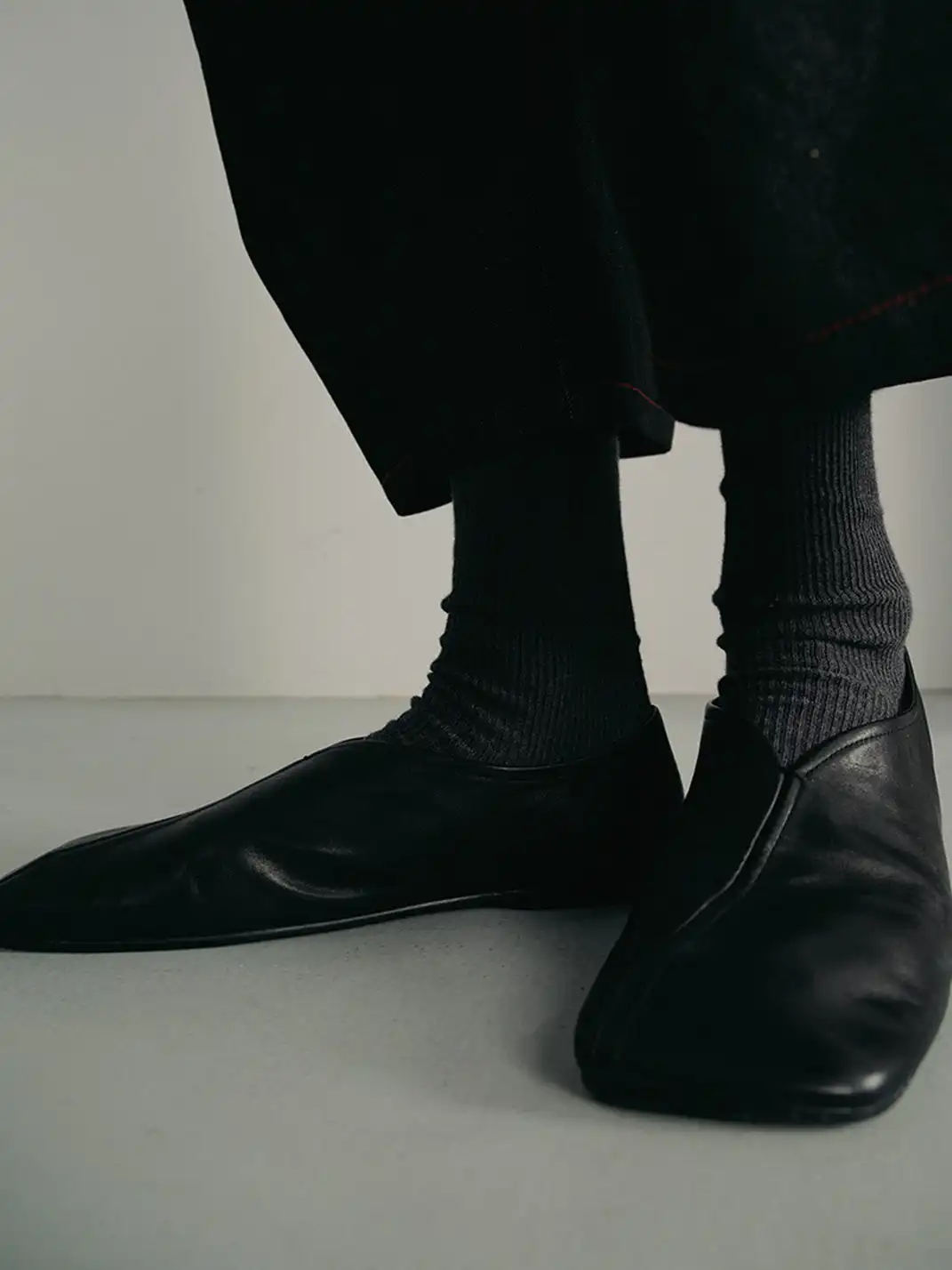 JCAESAR STUDIO | Leather Square-Toe Flat Slip-On Shoes