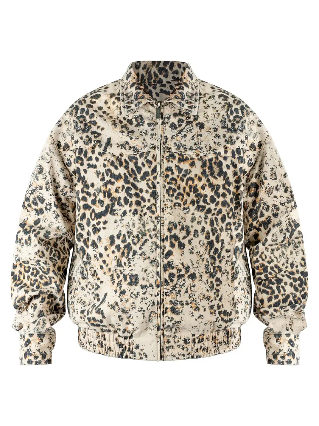 ANTIDOTE | Washed Leopard Print Denim Jacket