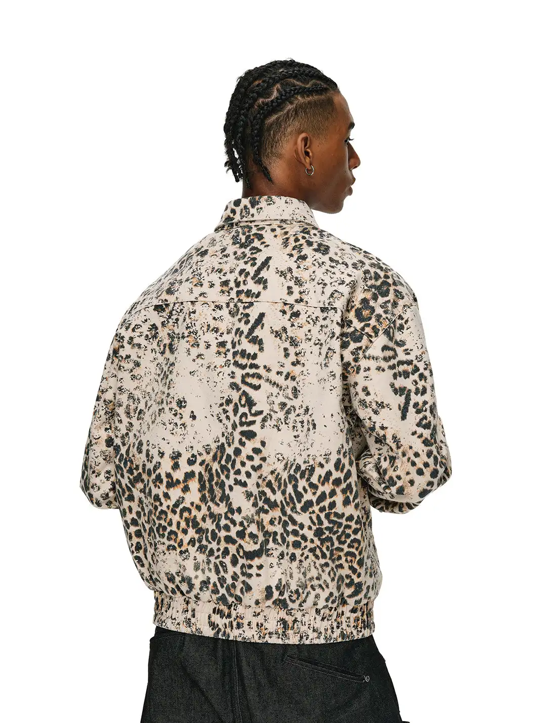 ANTIDOTE | Washed Leopard Print Denim Jacket