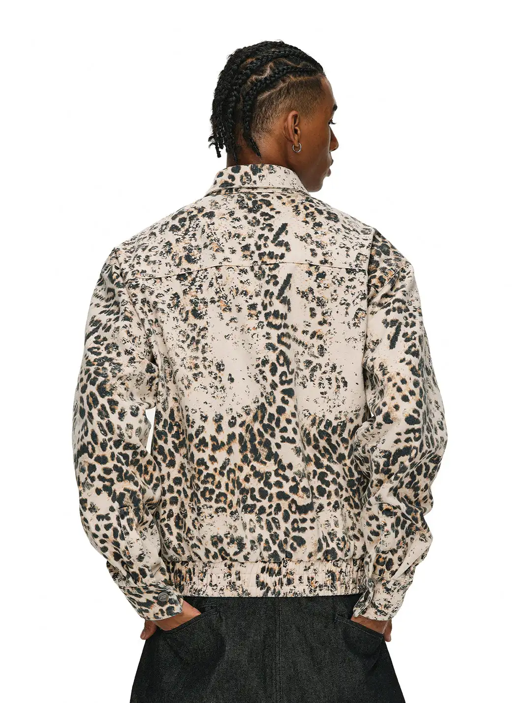 ANTIDOTE | Washed Leopard Print Denim Jacket