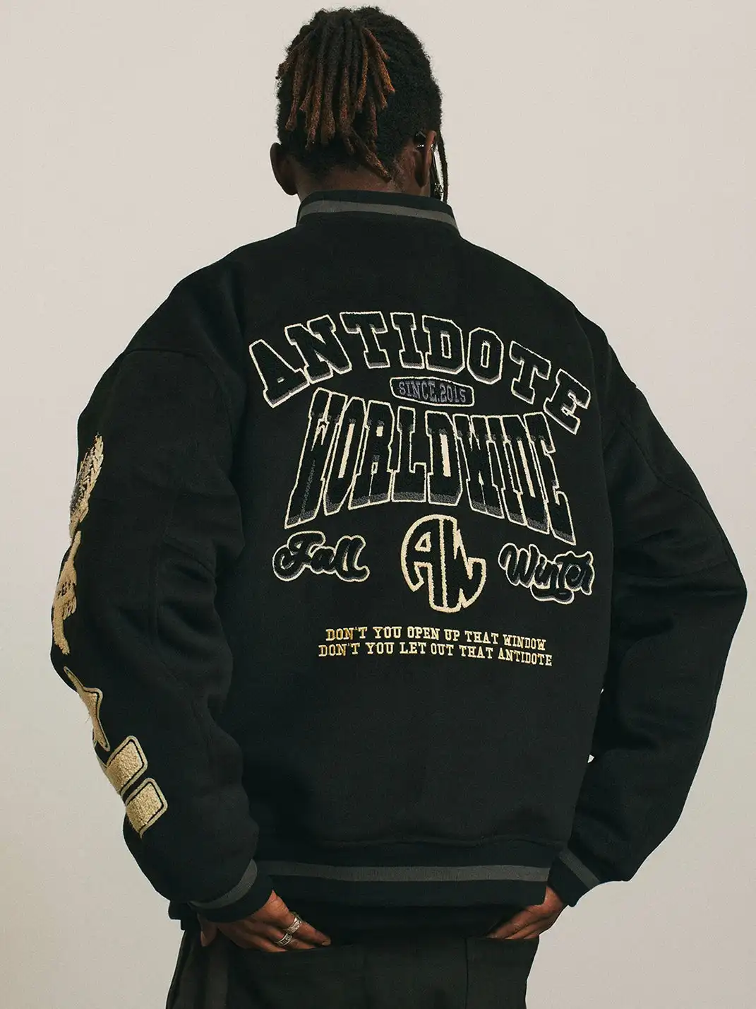 ANTIDOTE | Woolen Patchwork Varsity Jacket