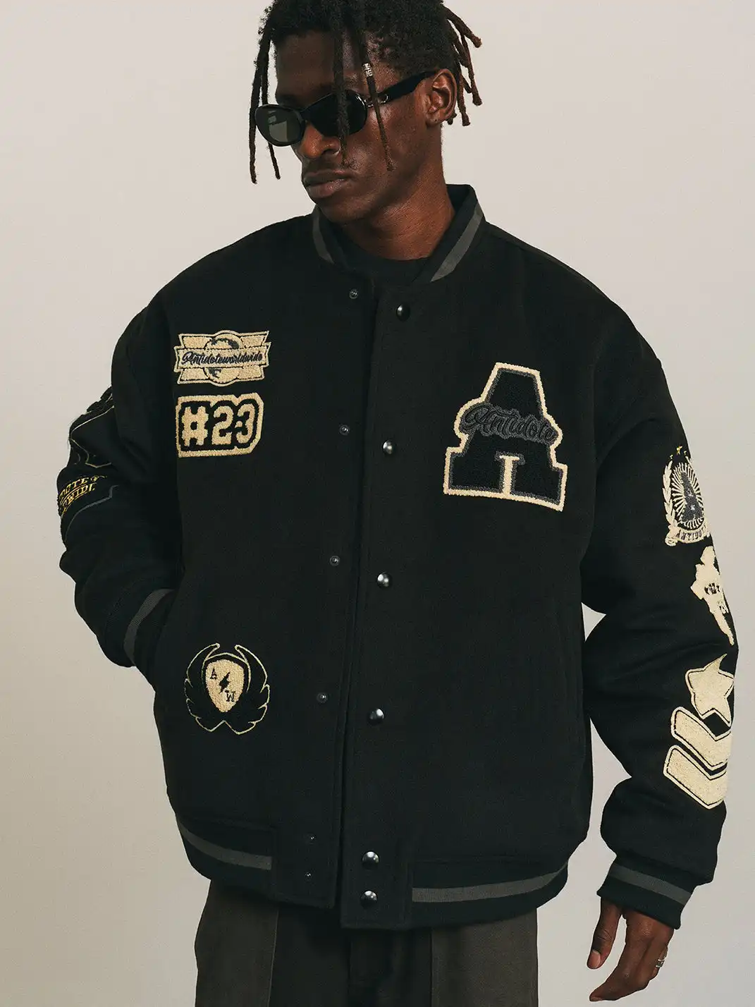 ANTIDOTE | Woolen Patchwork Varsity Jacket