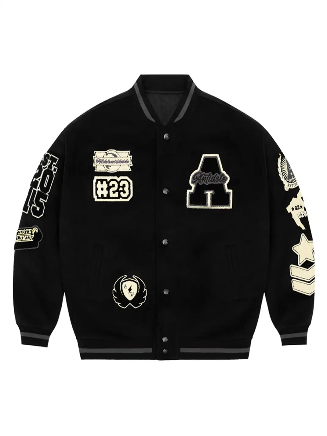 ANTIDOTE | Woolen Patchwork Varsity Jacket