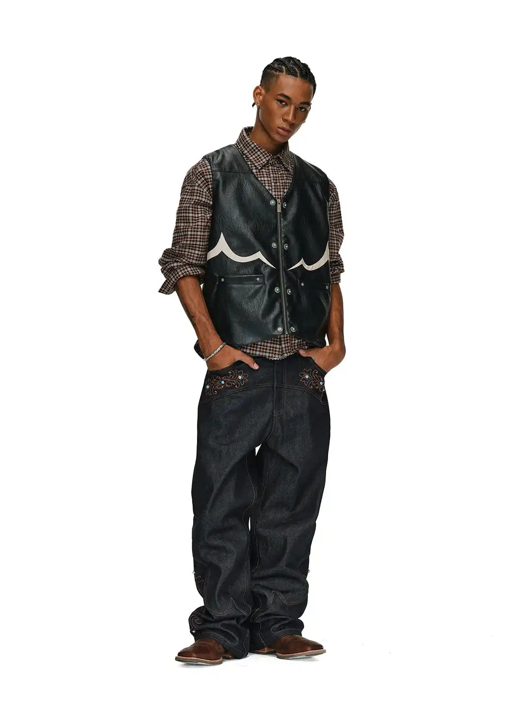 ANTIDOTE | Western Baggy Straight Leg Pants