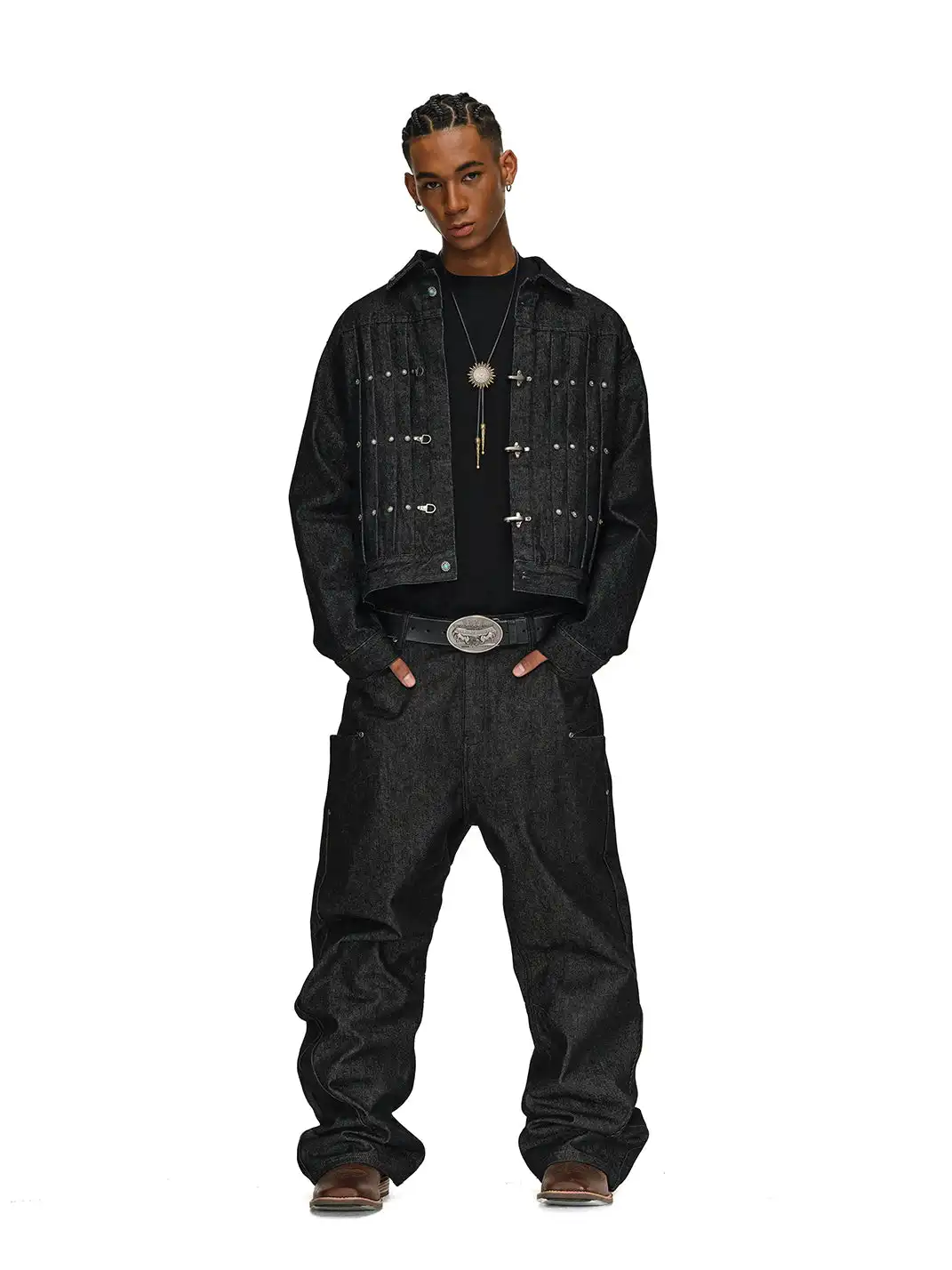 ANTIDOTE | Pleated Buckle Closure Denim Jacket