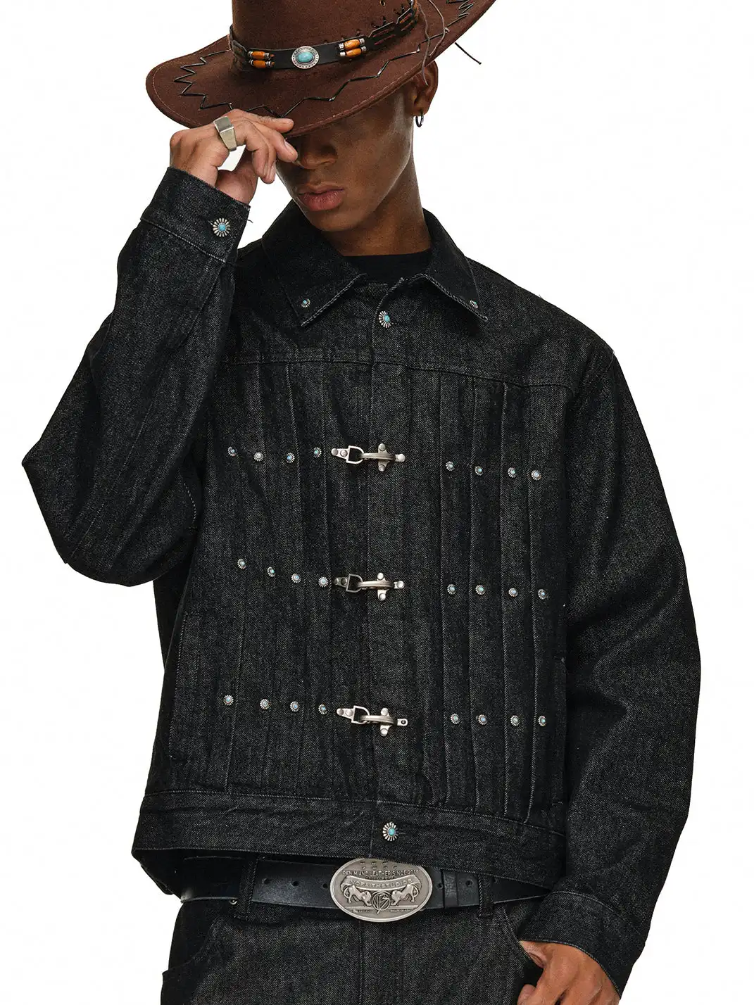 ANTIDOTE | Pleated Buckle Closure Denim Jacket