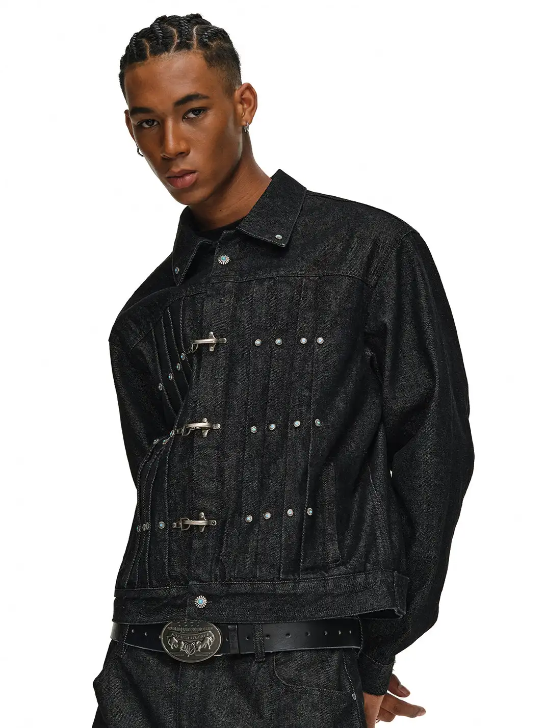 ANTIDOTE | Pleated Buckle Closure Denim Jacket
