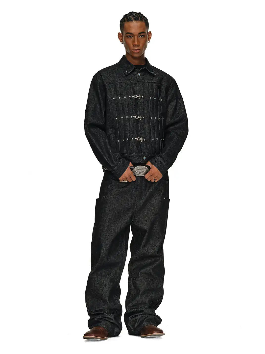 ANTIDOTE | Pleated Buckle Closure Denim Jacket