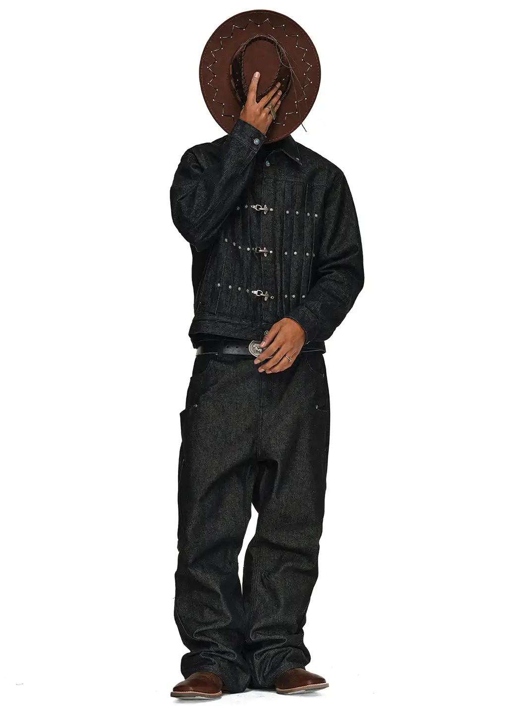 ANTIDOTE | Pleated Buckle Closure Denim Jacket
