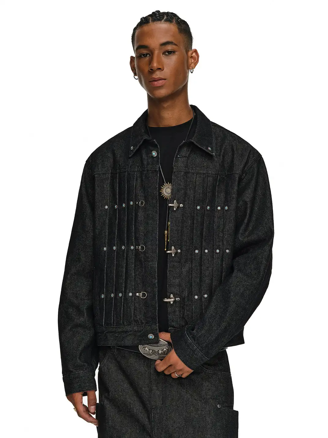 ANTIDOTE | Pleated Buckle Closure Denim Jacket
