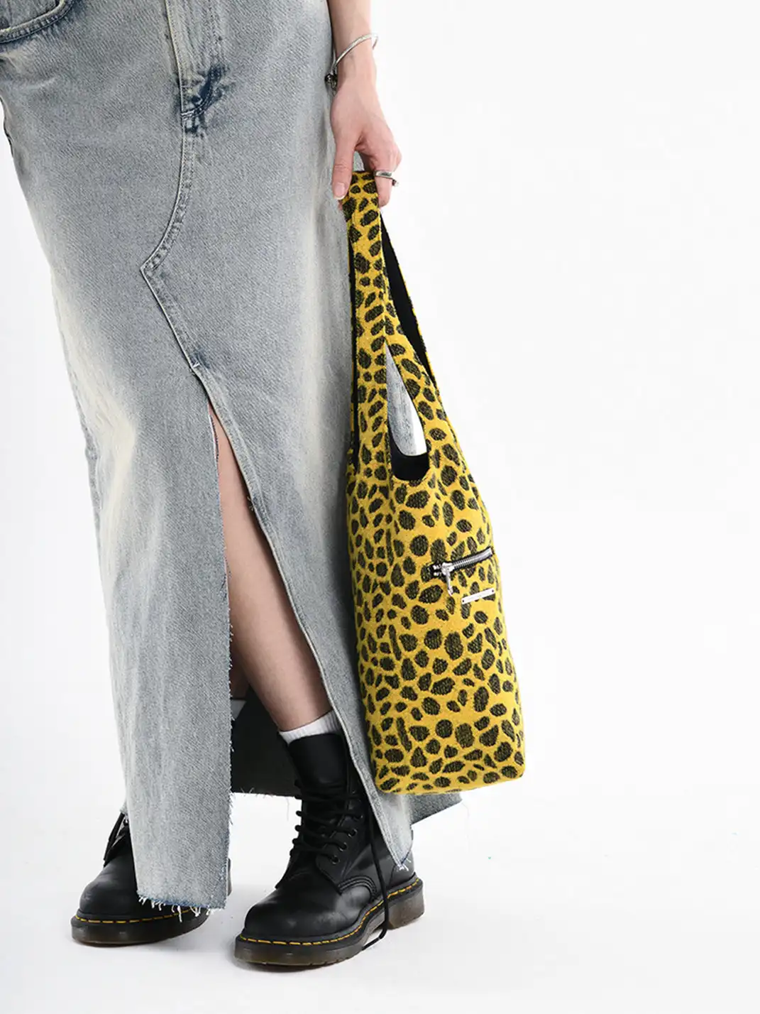 HIDDENNOTES | Yellow Leopard Bucket Hand Bag