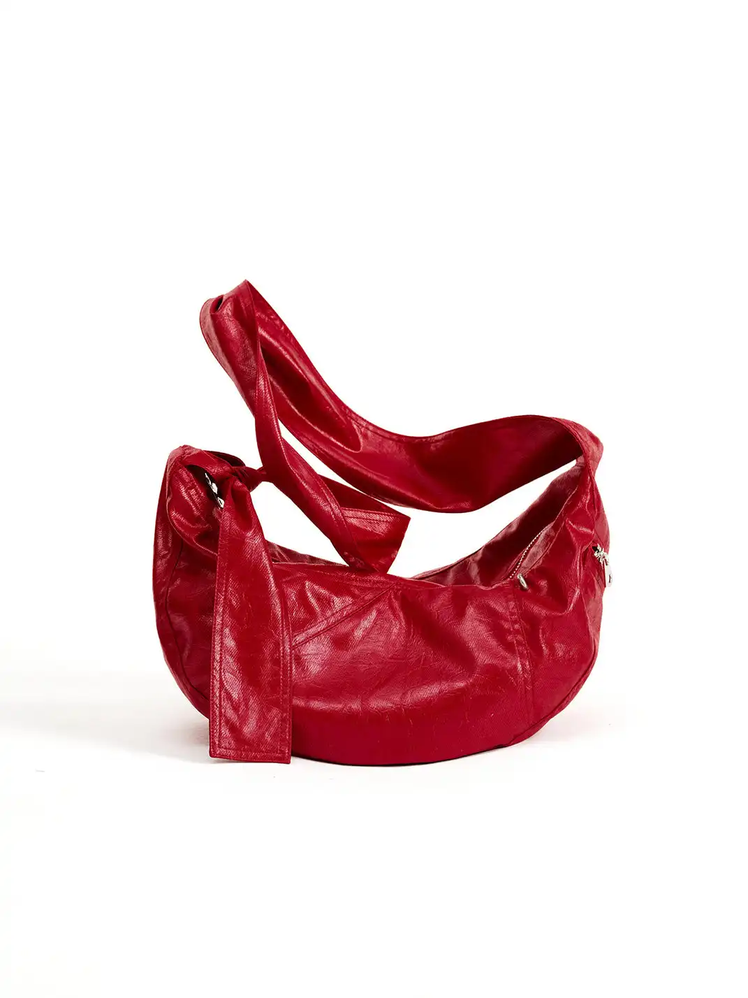 HIDDENNOTES | Slouchy Leather Hobo Bag-Red