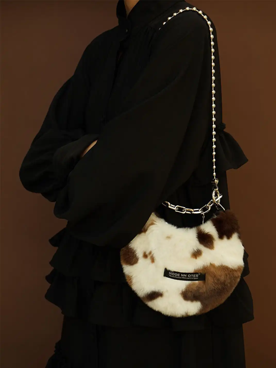 HIDDENNOTES | Furry Cow Print Purse