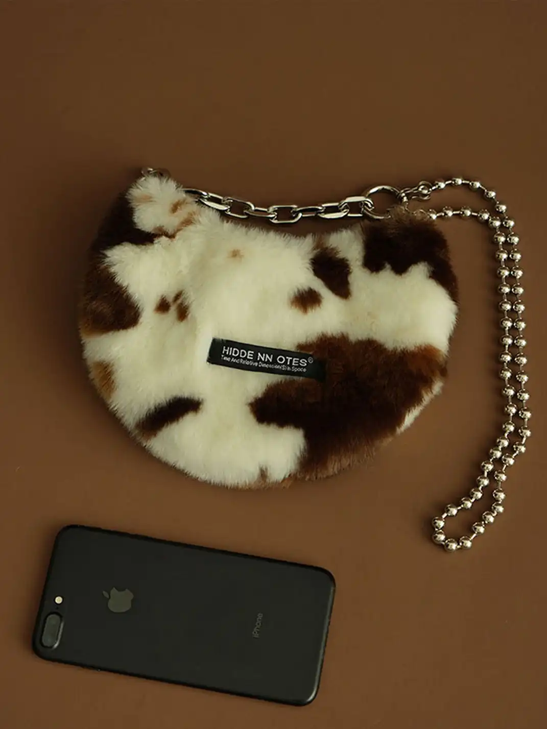 HIDDENNOTES | Furry Cow Print Purse