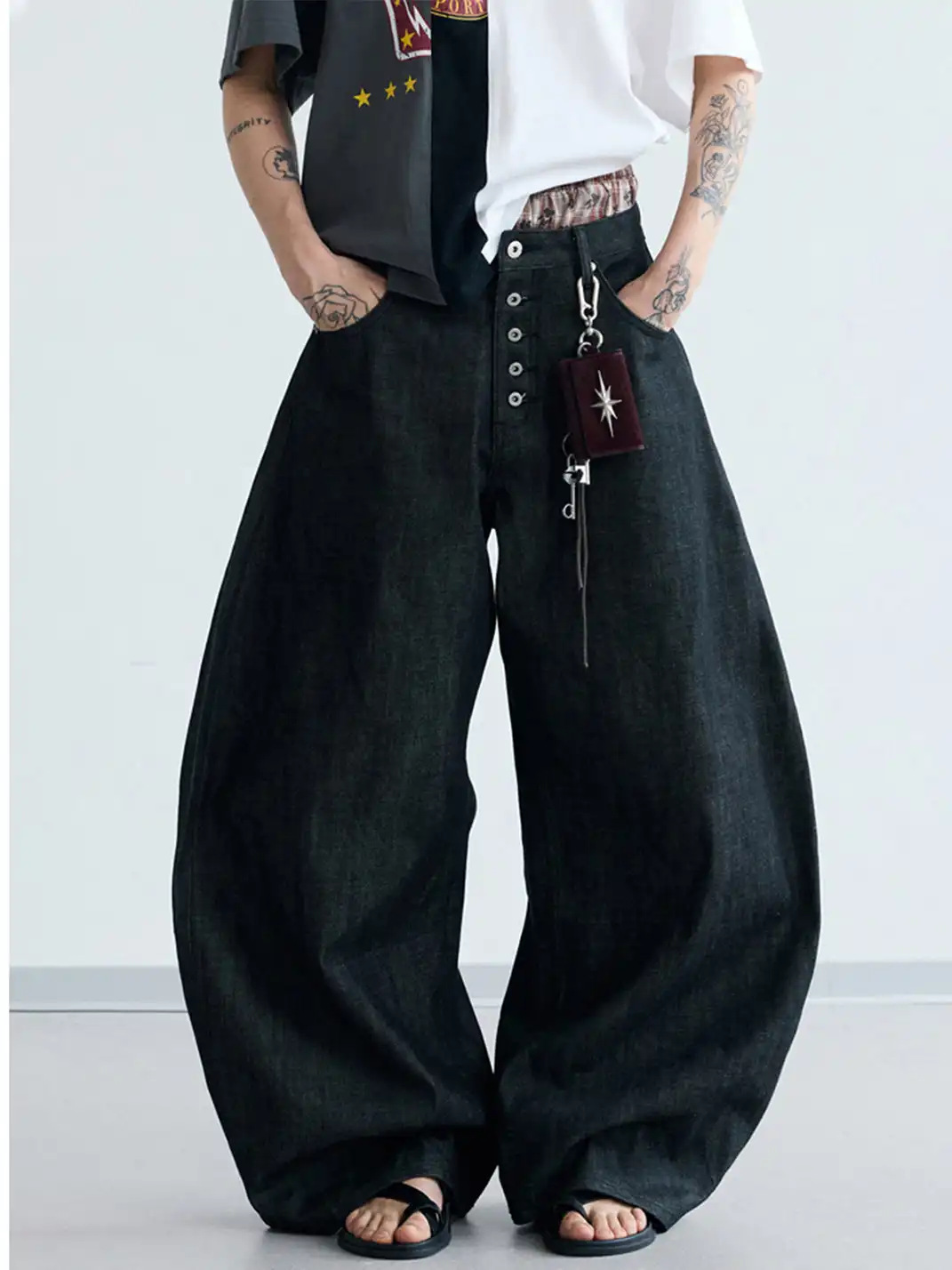 PEOPLESENSE | Exposed Button Fly Curved Jeans