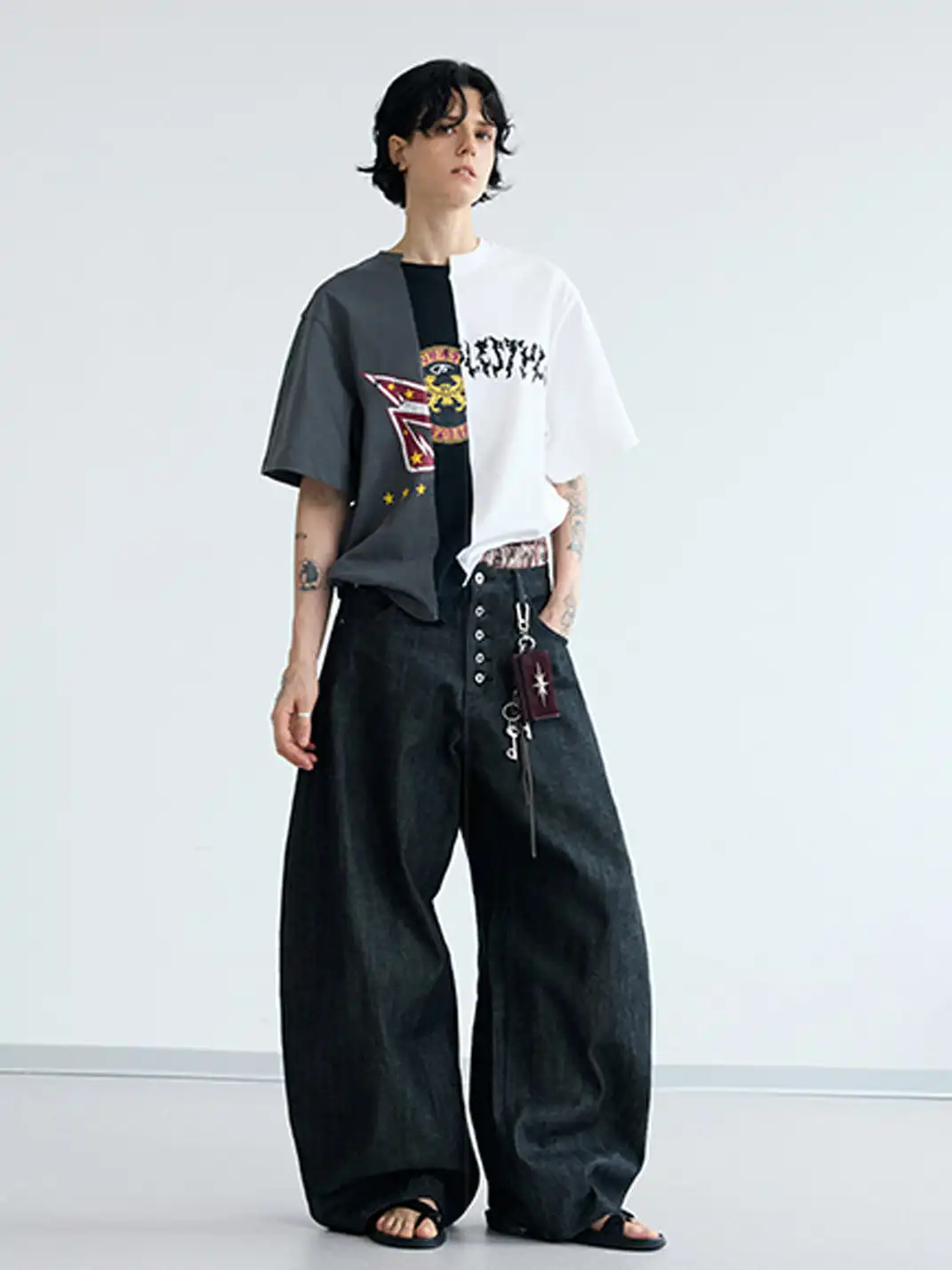 PEOPLESENSE | Exposed Button Fly Curved Jeans