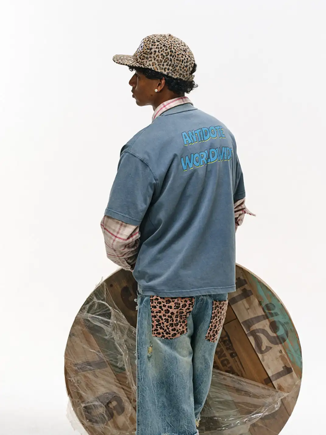 NOT MY FAULT | NMF Leopard Furry Flat Brim Cap