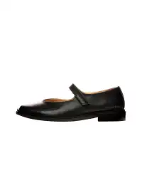 6CRAYON | Classis Leather Strap Velcro Mary Janes-Black
