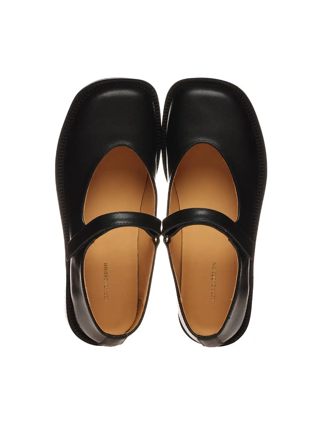 6CRAYON | Classis Leather Strap Velcro Mary Janes-Black