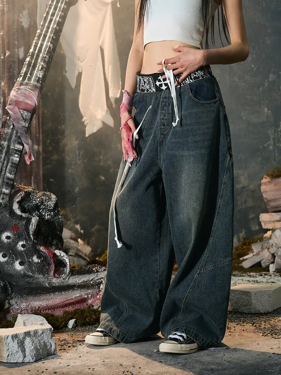 PAIKI | Logo Waist Baggy Pants