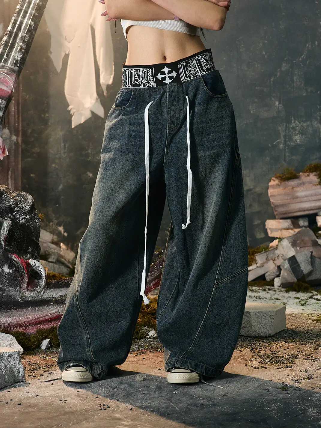 PAIKI | Logo Waist Baggy Pants