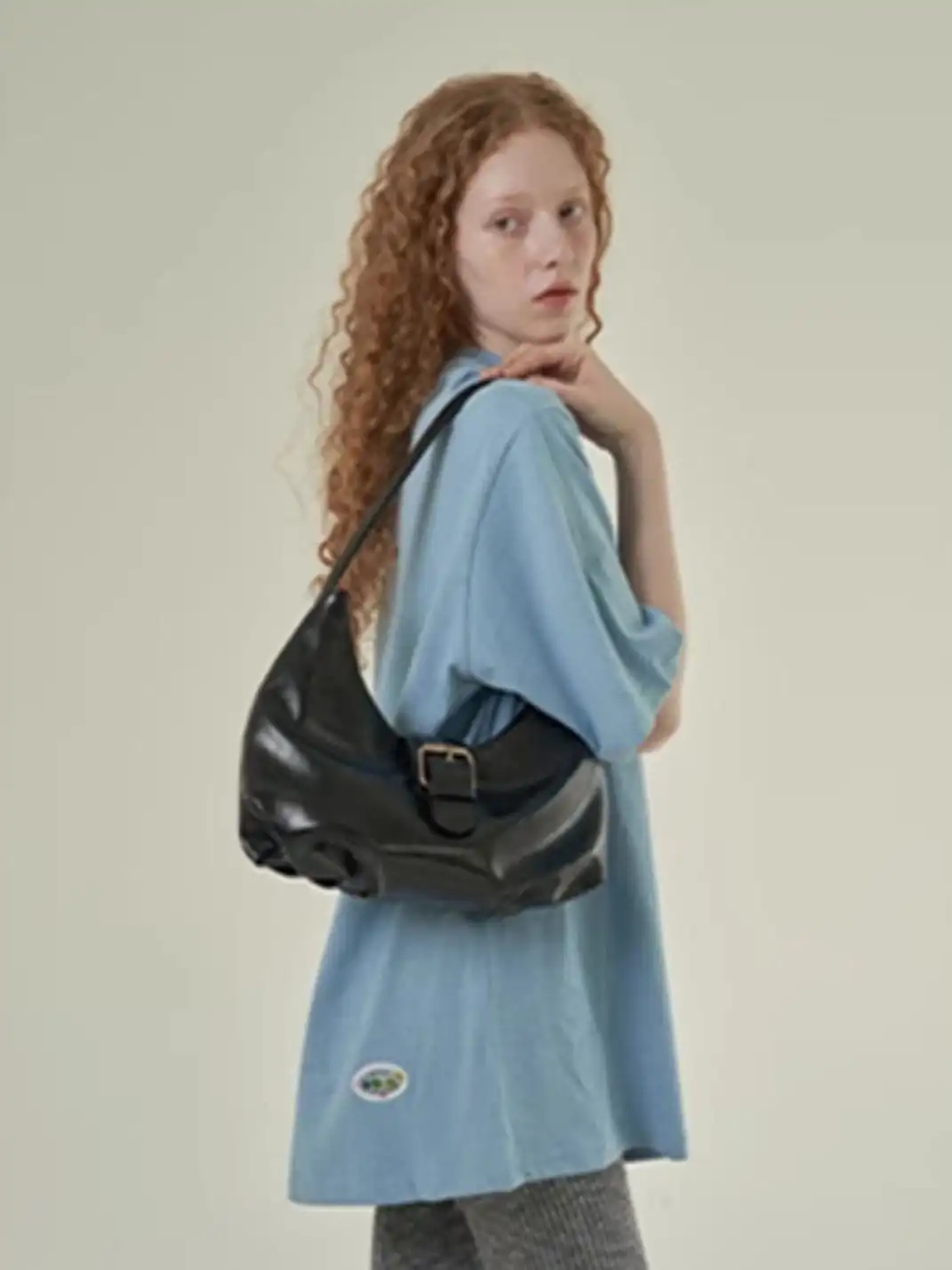 SQUAREline | Wrinkled Leather Hobo Bag