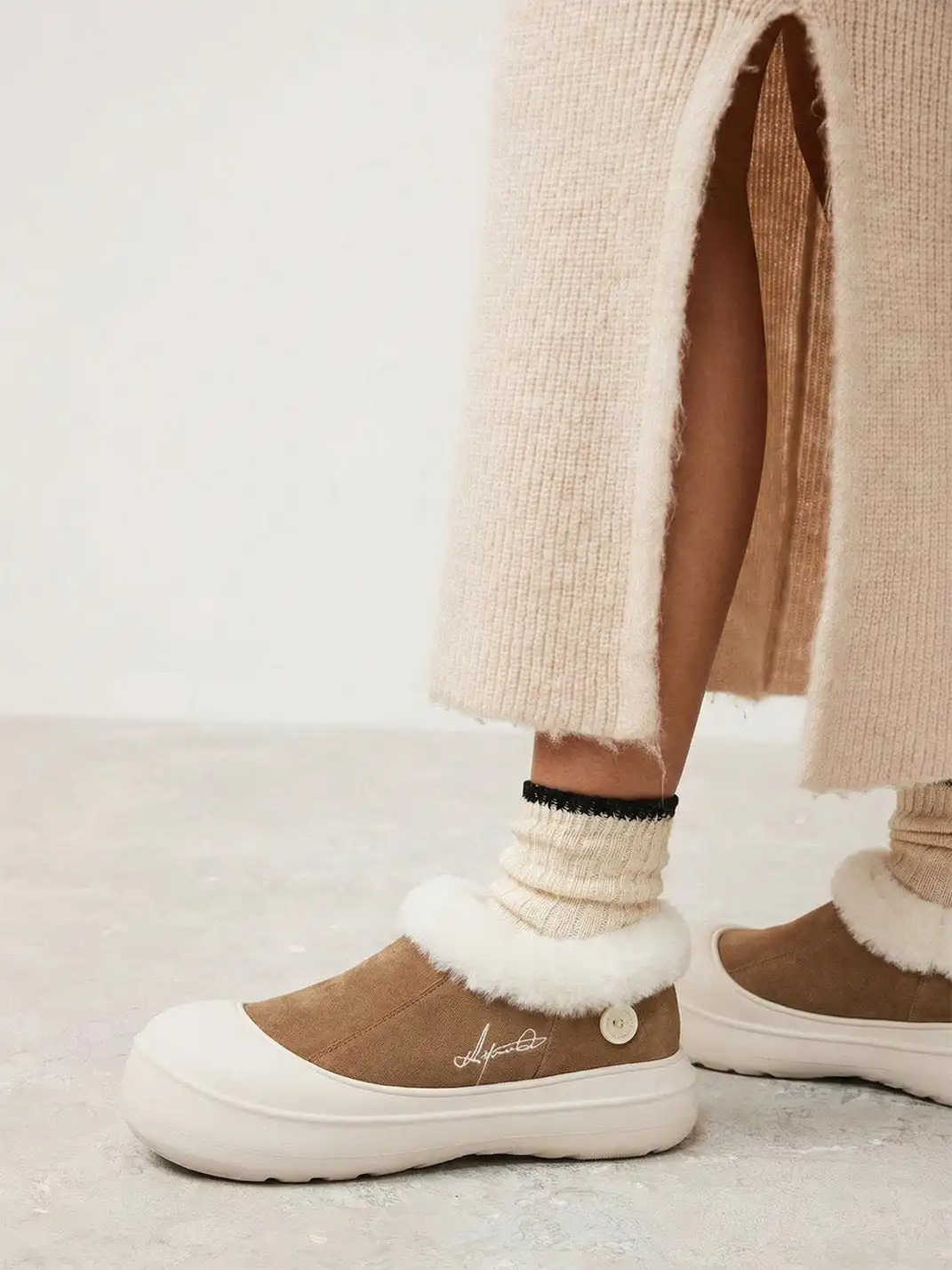 KILLWINNER丨Fur Lined Chunky Slip-On Snow Boots