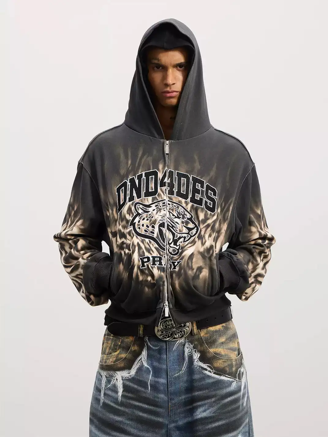 DND4DES | "PREY" Leopard Zip up Hoodie