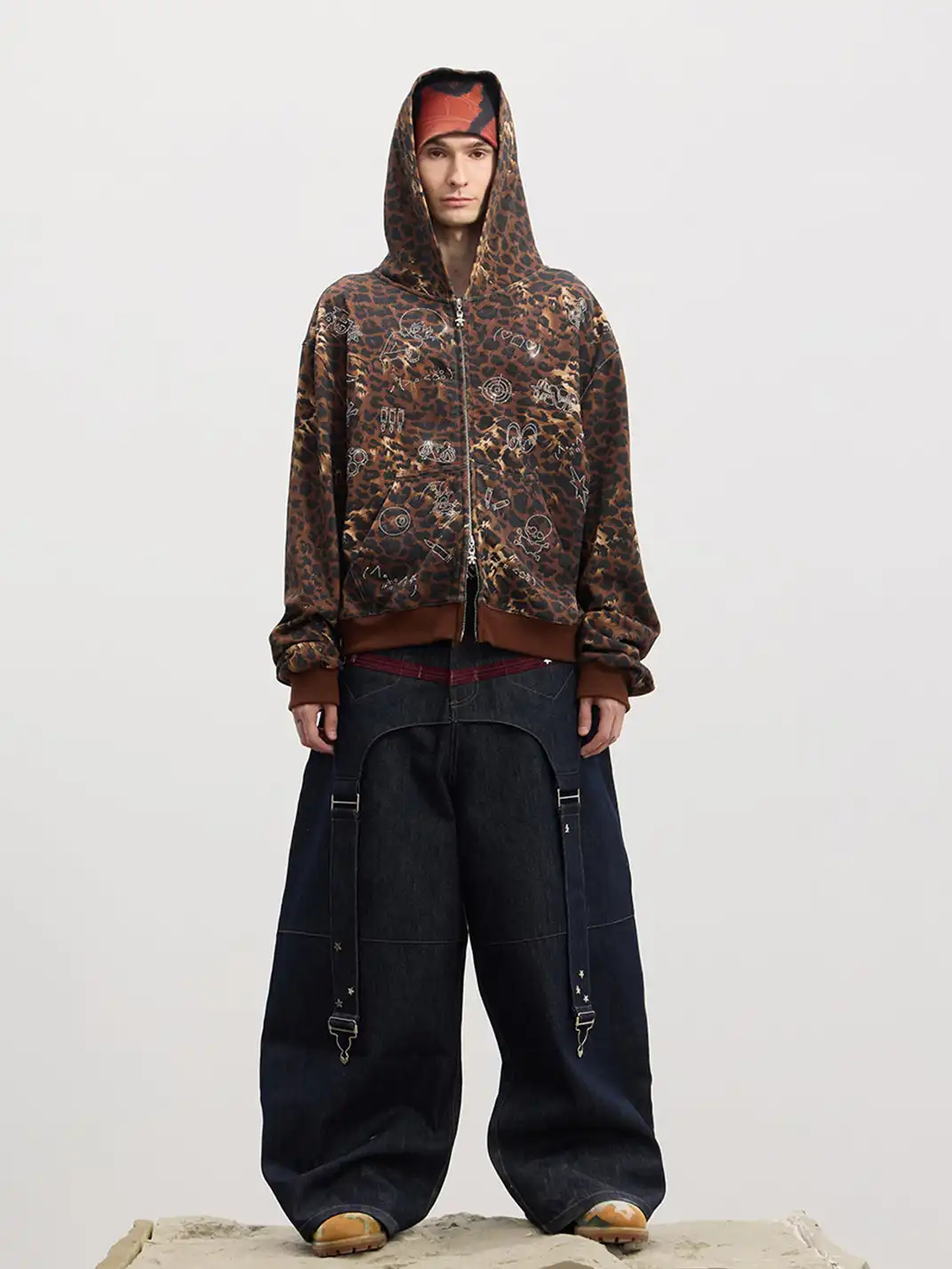 DND4DES | Rhinestone Leopard Zip Up Hoodie
