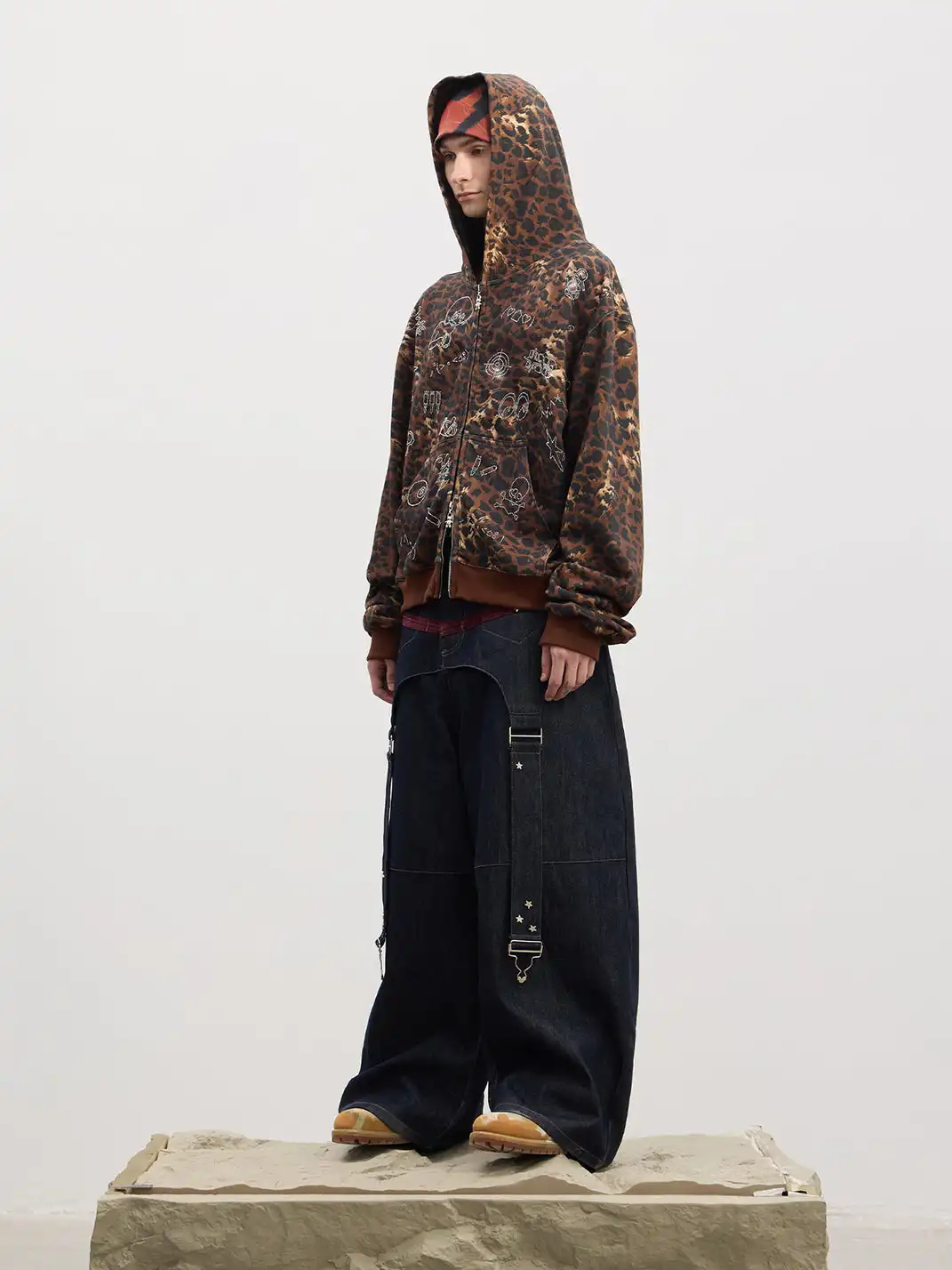 DND4DES | Rhinestone Leopard Zip Up Hoodie
