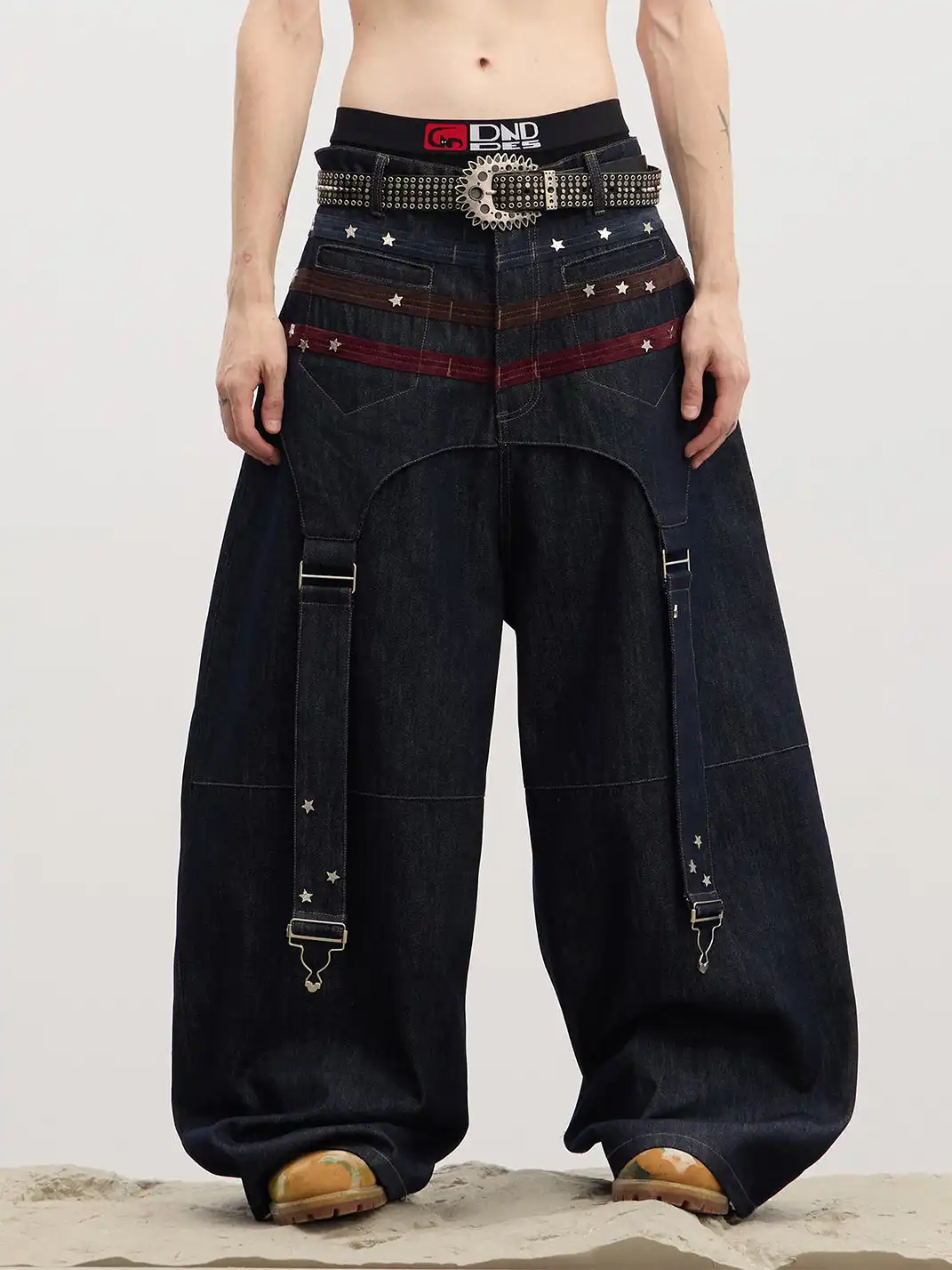 DND4DES | Suspender Strap Baggy Curve Jeans