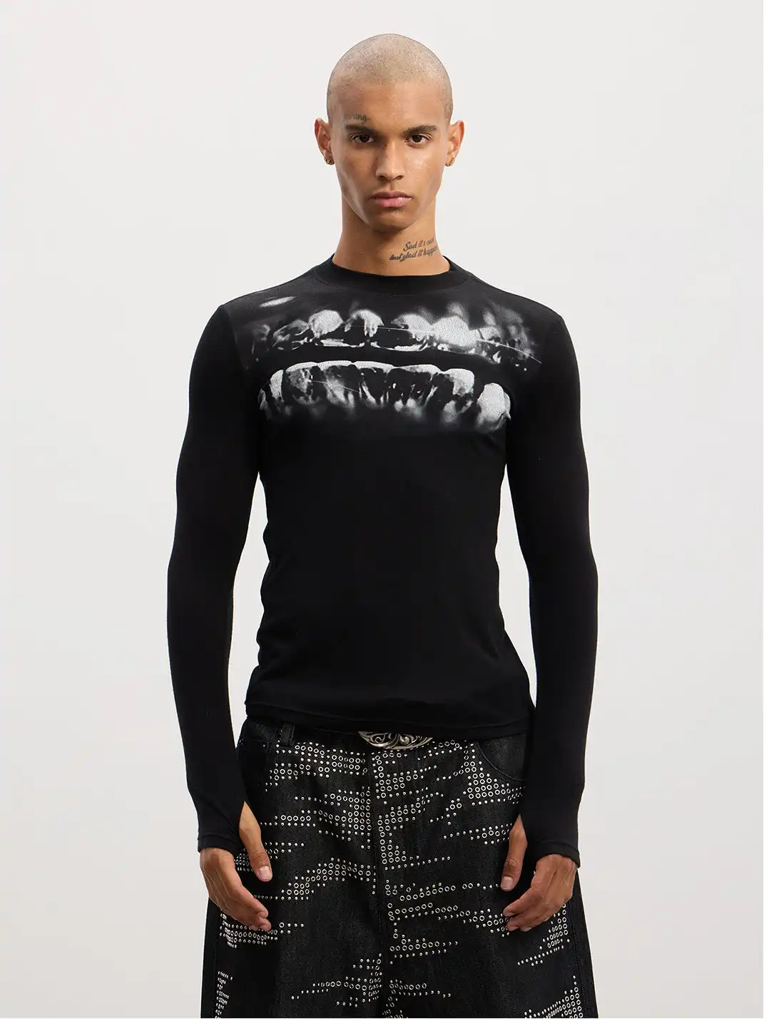 DND4DES | Wool Bland Grills Print Long Sleeve