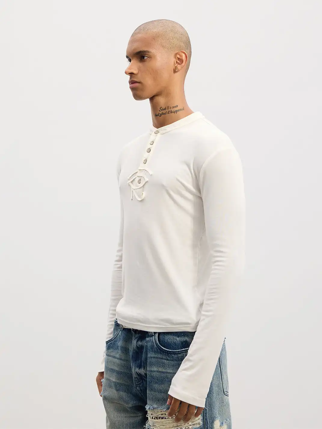 DND4DES | Eye of Horus Wool Blend Henley Long Sleeve