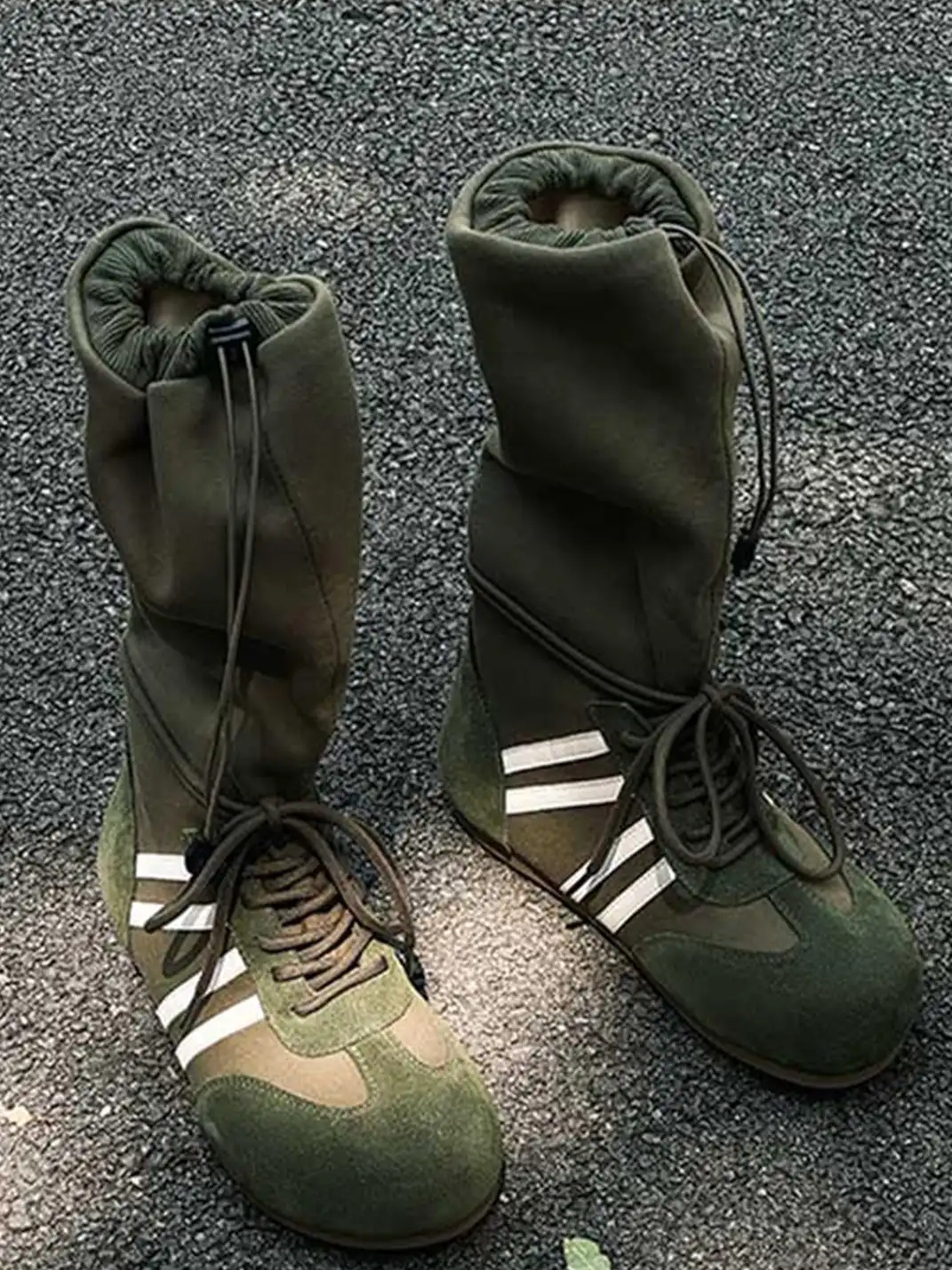 GSL | Draw String Shaft Boxing Boots - Olive Green
