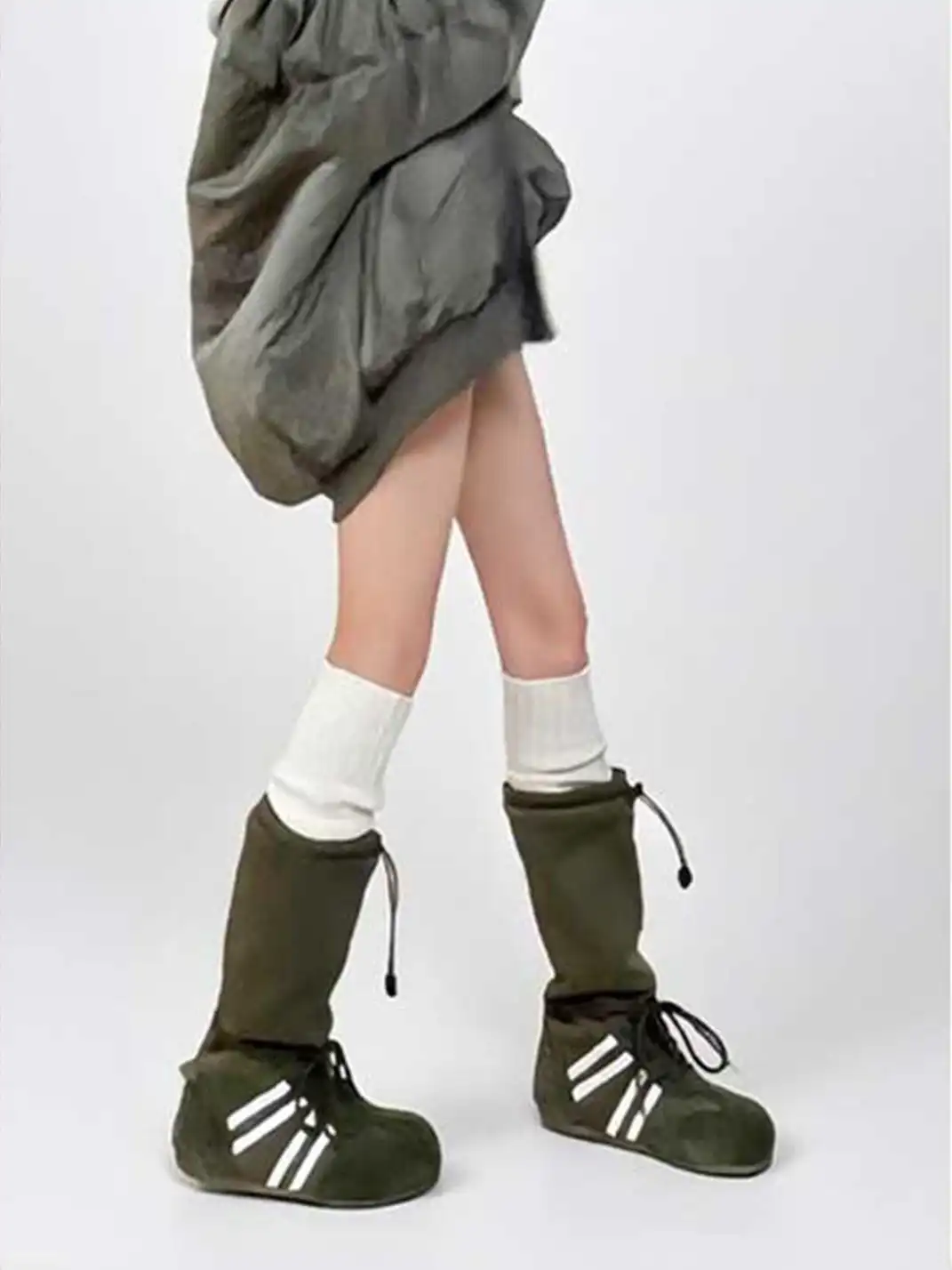 GSL | Draw String Shaft Boxing Boots - Olive Green