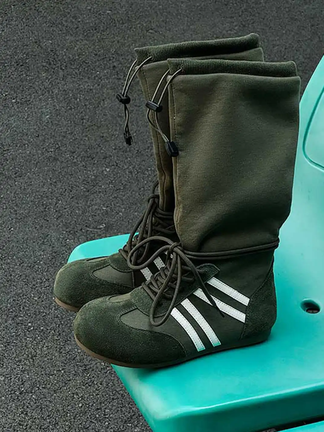 GSL | Draw String Shaft Boxing Boots - Olive Green