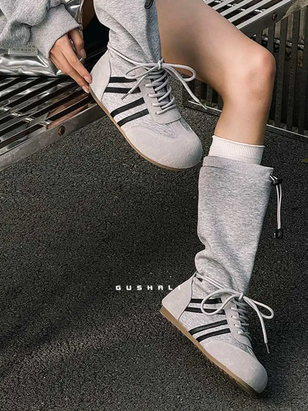 GSL | Draw String Shaft Boxing Boots - Gray